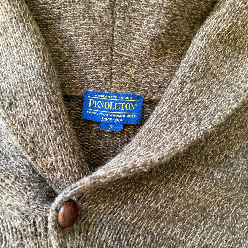Pendleton Brown Shawl Collar Buttoned Wool Sweater - image 5